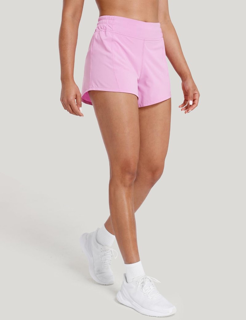 HeyNuts Agile Running Shorts for Women, High Waisted Athletic Shorts Lined Workout Shorts with Zipper Pocket 4" Dark Lavender M(8/10)