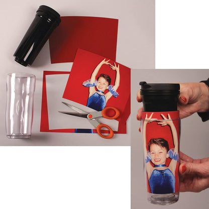 14 oz Photo Travel Mug with Flip Top - PixMug - The Mug That's a Picture Frame - DIY - Insert Your Own Photos or Create and Print Inserts Online – 1 Pack