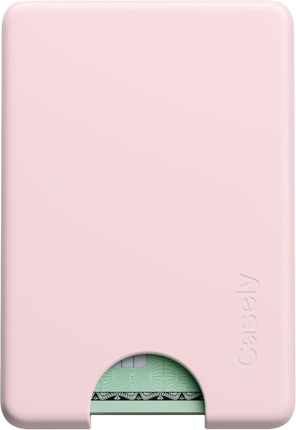 Casely MagWallet | Starfish Wishes | Coral Pink Shimmer | Slim Wallet Card Holder | Compatible with MagSafe | Soft-Touch Hard Silicone | Holds Up to 3 Cards