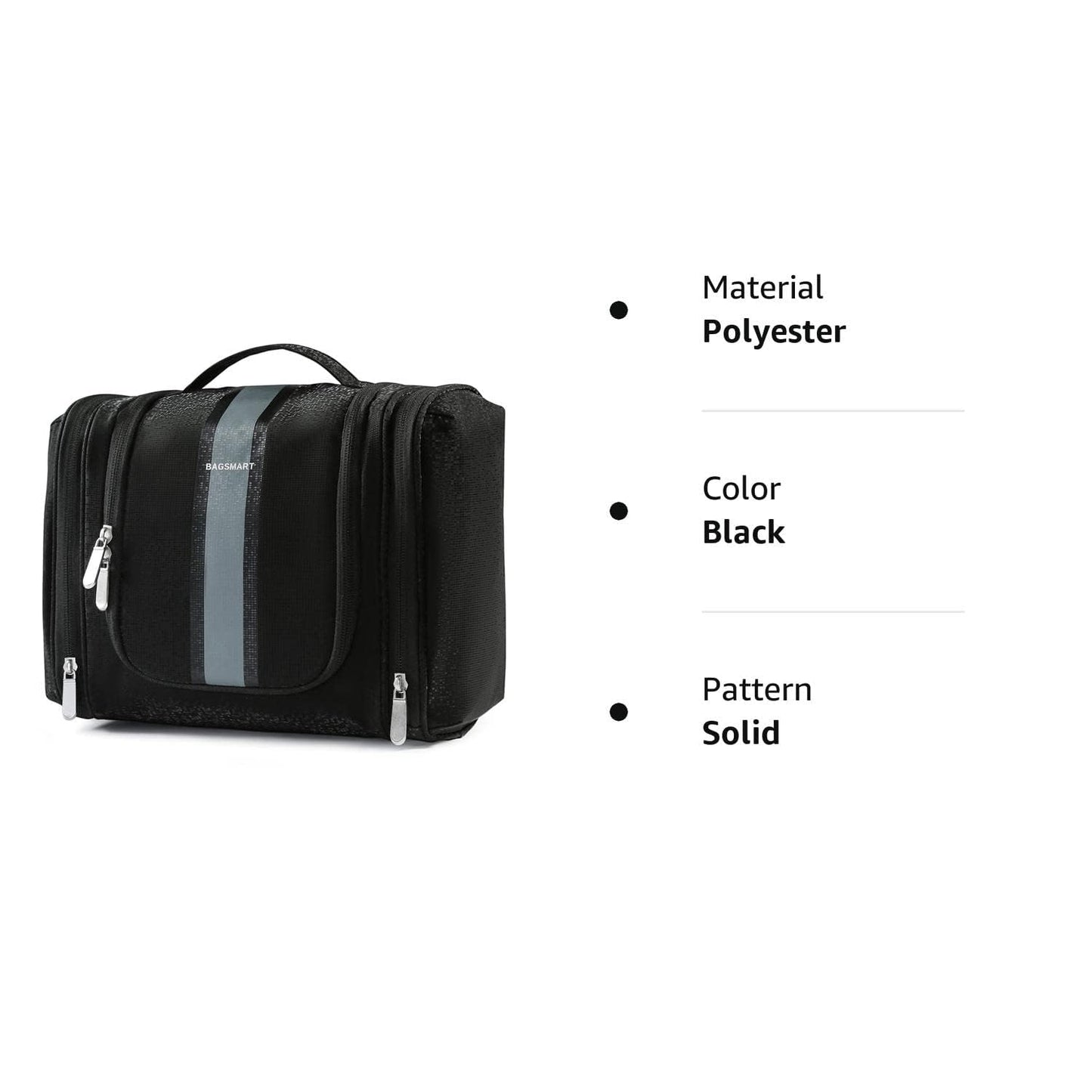 BAGSMART Extra Large Toiletry Bag Hanging Toiletry Bag for Travel, Water-resistant Cosmetic Makeup Travel Bag, Capacity Travel Bag Organizer for Full-size Toiletries, Black-Large