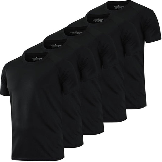 HovSiyla 5 Pack Running Shirts Men Sport Tops Dry Fit Gym Wicking Athletic T Shirts Breathable Cool Workout Shirts Black S
