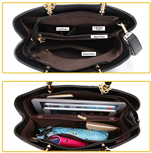 BestoU Women Handbag Shoulder Bag Fashion Ladies PU Leather Tote Messenger Bag with Plush Ball（Upgraded Version）(Black)
