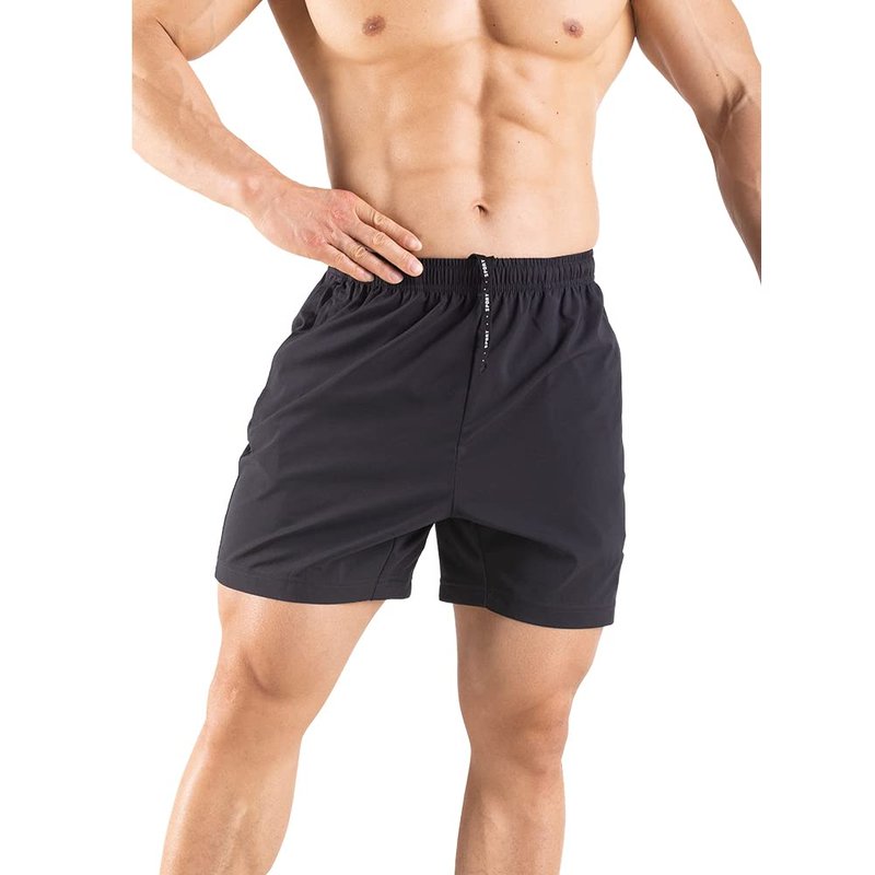 Gaglg Men's 5" Running Shorts 2 Pack Quick Dry Athletic Workout Gym Shorts with Zipper Pockets Black/Black,X-Large