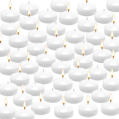 50 Floating Candles, Smoke-Free and odorless, Burning continuously for 5-6 Hours, White, 2-inch Floating Candles, Suitable for Valentine's Day, Weddings, Holidays, Home Decoration……