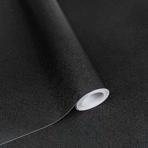 Abyssaly Black Wallpaper Black Peel and Stick Wallpaper, Matte Contact Paper Self-Adhesive and Removable Vinyl Wall Paper for Cabinets Countertops Wall Covering 17.7" X 118"