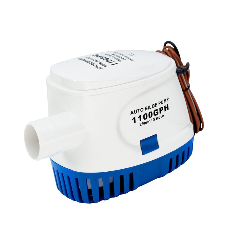 Sanuke 1100GPH Automatic Bilge Pump 12V, Submersible Auto Water Pump with Built-in Float Switch, 29mm (1-1/8") Outlet, Marine Bilge Pump for Boats, Ponds, Pools, Caravan RV
