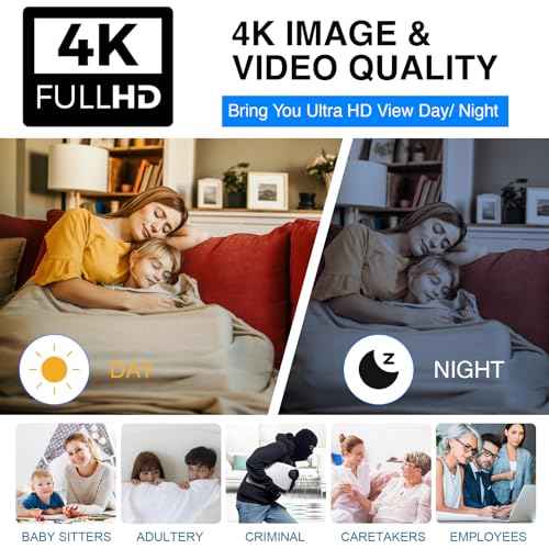 2025 Upgraded Hidden Camera Spy Camera,4K HD Mini Nanny Cam for Home/Office with Night Vision, App Control WiFi Indoor Security Camera, Motion Detection,Wireless Remote Viewing Cam