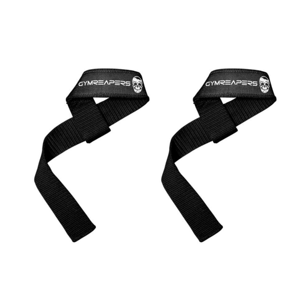 Gymreapers Lifting Wrist Straps For Weightlifting, Bodybuilding, Powerlifting, Strength Training, & Deadlifts - Padded Neoprene with 18" cotton (Black - No Padding)