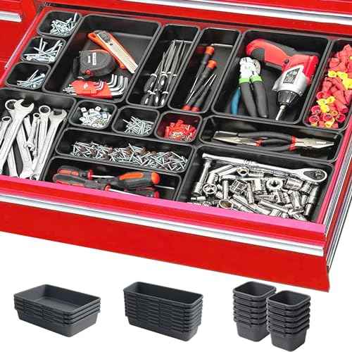 50 Packs Tool Box Organizer Tray Divider Set, Desk Drawer Organizer, Garage Organization and Storage Tool Box Accessories for Rolling Tool Chest Screw Cart Cabinet Workbench Small Hardware