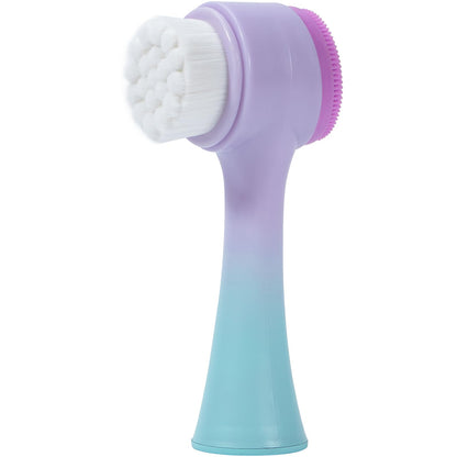 Face Brush 2 in 1, Facial Cleansing Exfoliating Scrubber Brush, Silicone Double Side Manual Face Wash Scrub Brush with Soft Bamboo Charcoal Fiber for Deep Pore Cleansing, Massaging, Skin Care