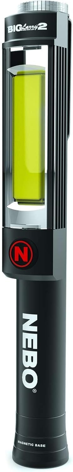 NEBO Magnetic NE6737 Big Larry 2 Pocket Work Light - Powerful LED Pen Inspection Flash Light, Black Torch