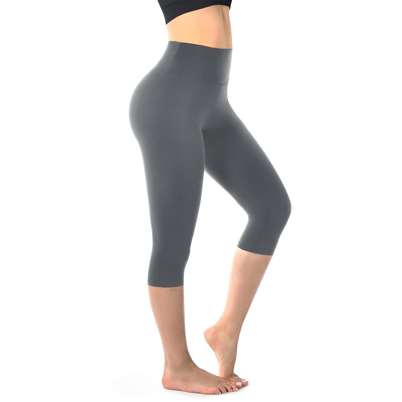Walifrey Capri Leggings for Women, Buttery Soft High Waisted Leggings for Gym Yoga Workout (Grey SM)