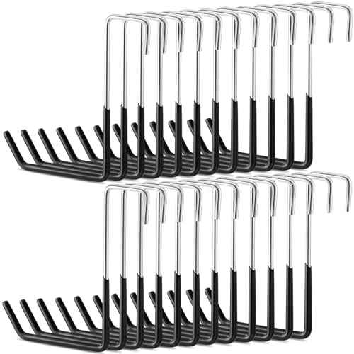 Zonon 24 Pcs Rafter Hanger Hooks Large S Hooks Heavy Duty Vinyl Coated Hooks for Garage Bike Non Slip Coating Ladder Hanger Storage Organizer for Sports Equipment Bulk Items (Black)