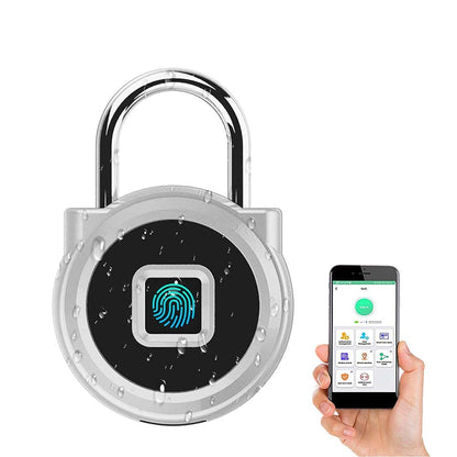 Gym Locker Padlock eLinkSmart Fingerprint Padlock Bluetooth App Authorized View Record Waterproof Security Keyless Smart Combination Lock for Outdoor Locker Backpack Gun Case Silver