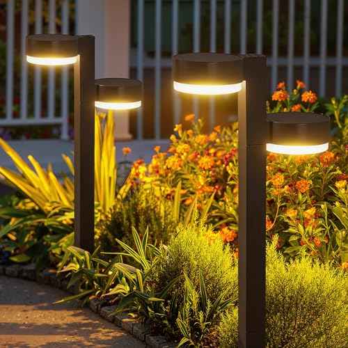 Solar Pathway Lights Outdoor Waterproof, 6 Pack with 12 Head Solar Lights Outdoor Super Bright Up to 12Hrs, Auto On/Off Garden Light for Yard Patio Path Walkway Driveway Outside Decor