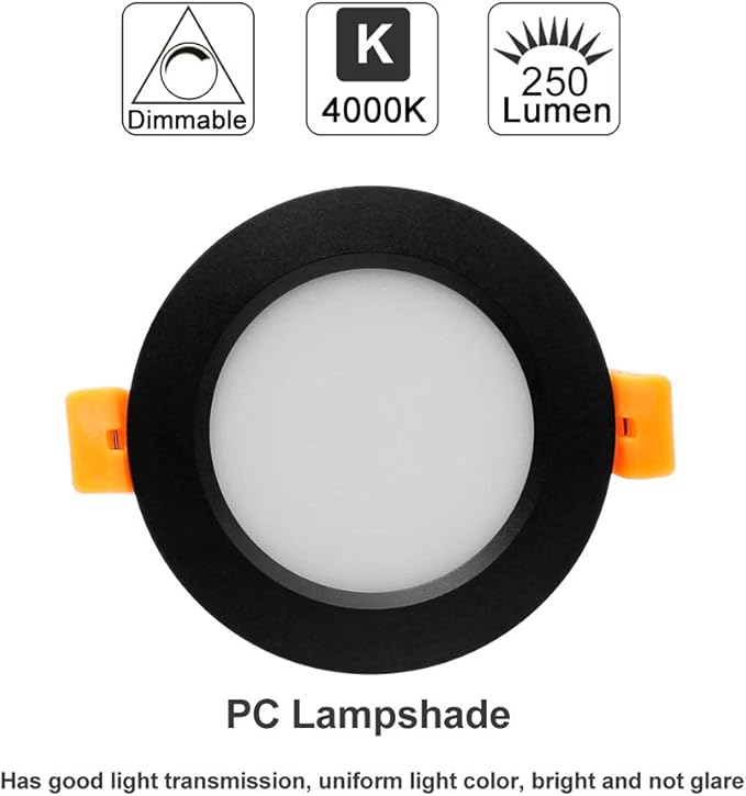 YGS-Tech 2 Inch LED Recessed Lighting, Dimmable Downlight 3W(35W Halogen Equivalent), CRI80, 4000K Natural White Ceiling Light with LED Driver(4 Pack)