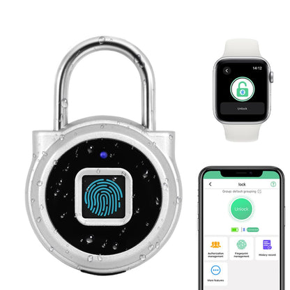 Gym Locker Padlock eLinkSmart Fingerprint Padlock Bluetooth App Authorized View Record Waterproof Security Keyless Smart Combination Lock for Outdoor Locker Backpack Gun Case Silver