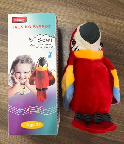 Kids Cutiest Talking Parrot Toy Mimicry Pet Speaking Plush Toy Repeat What You Say Waving Wings Electronic Record Bird Toy Stuffed Animal Interactive Sensory Educational Toy Birthday Xmas Gift