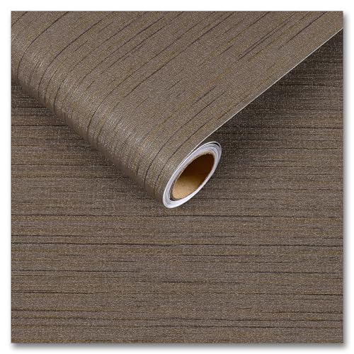 CRE8TIVE Dark Brown Grasscloth Peel and Stick Wallpaper Textured Grass Cloth Contact Paper for Cabinets Self Adhesive Removable Linen Fabric Contact Paper Brown Wallpaper for Bedroom Bathroom 12"x80"