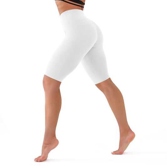 CHARMKING High Waisted Biker Shorts for Women - 5"/8" Tummy Control, Ultra-Comfort for Workouts, Yoga & Daily Wear (8", White, Large-X-Large)