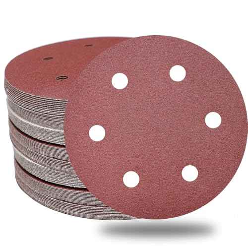 100 PCS 9-Inch 6-Hole Drywall Sanding Discs Set - 60 80 120 150 240 Grits Sandpaper, 9" Aluminum Oxide Hook-and-Loop Drywall Sander Paper for Power Drywall Sander