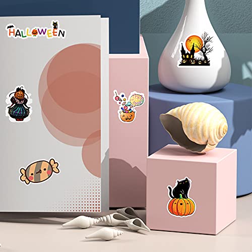 100PCS Non-Repeating Halloween Pumpkin Theme Stickers, Vinyl Waterproof Holiday Stickers,Halloween Goodie Bag Stuffers, Kids and Youth Adult Party Favors Gifts Party Supplies Decorations