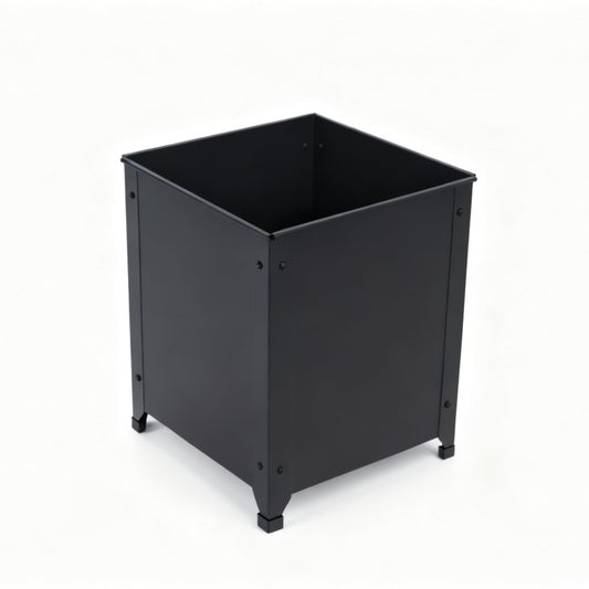 SCENDOR Black Metal Garden Planter Box – 16.5" x 16.5" x 17.9" Heavy Duty with Drainage Holes for Outside Indoor Patio Deck Decorative Raised Plant Container for Flowers, Vegetables, and Succulents