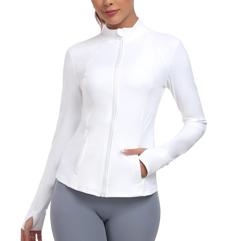 Zyrulix Women's Athletic Full Zip Lightweight Workout Jacket With Pockets Running Yoga Sportwear With Thumb Holes