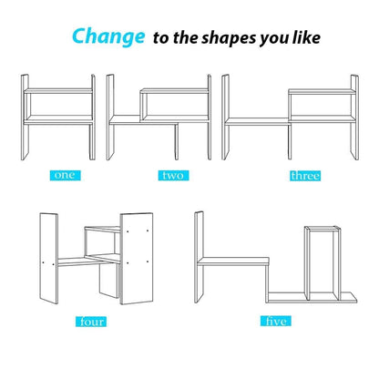 Expandable Wood Desktop Bookshelf Desktop Organizer Office Storage Rack Wood Display Shelf - Free Style Display True Natural Stand Shelf Rack Assemble