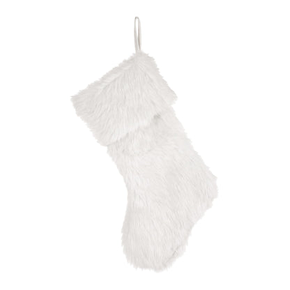 Glithome 21" L White Plush Christmas Stocking with Hooked Xmas Stocking for Christmas Decorations and Party Accessory