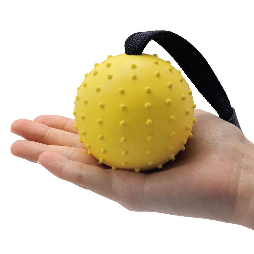 Vivifying Dog Ball on a Rope, 2 Pack Natural Interactive Rubber Dog Ball for Fetch, Catch, Throw and Tug of War (Orange + Yellow)