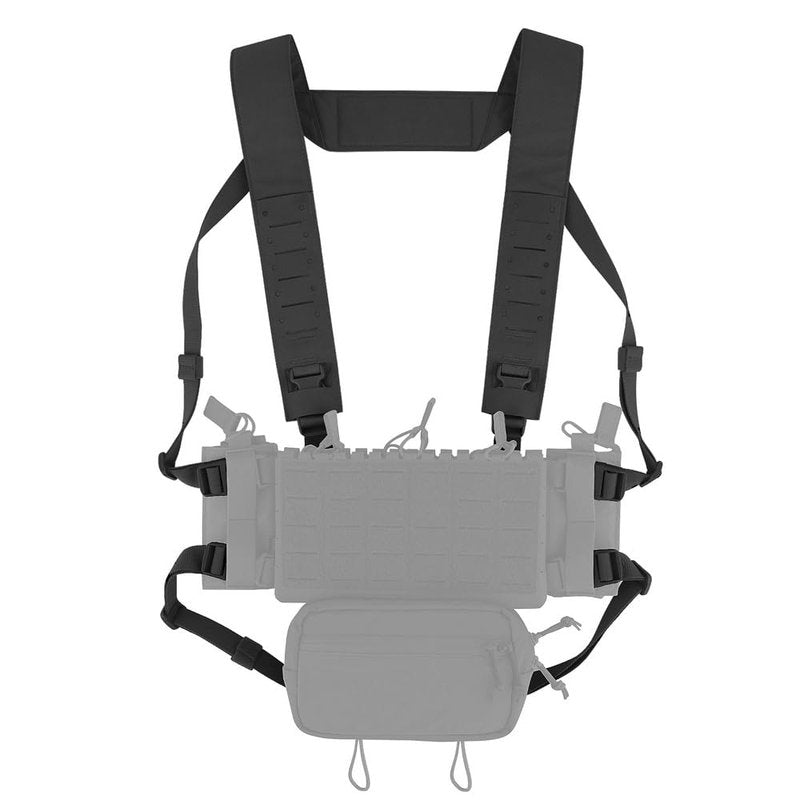 KRYDEX Laser Cut Shoulder Strap H Harness and Back Strap with Quick Release Buckles for MK3 MK4 MK5 Chest Rig (BK)