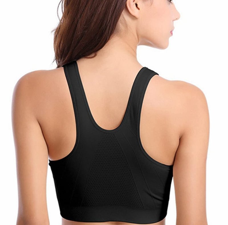Hiking Gril Women's Zip Front Sports Bra Wireless Post-Surgery Yoga Bras HF L