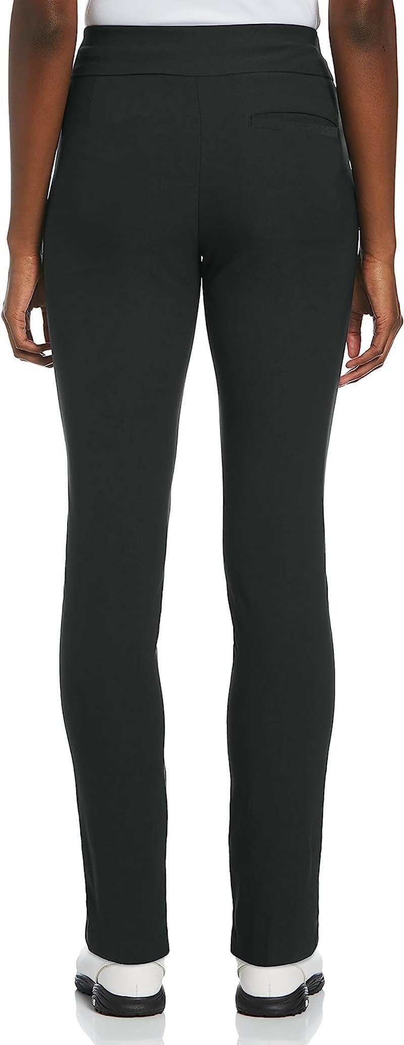PGA TOUR Women's Tummy Control Pull-on Waistband Golf Pants, Caviar Black, Medium