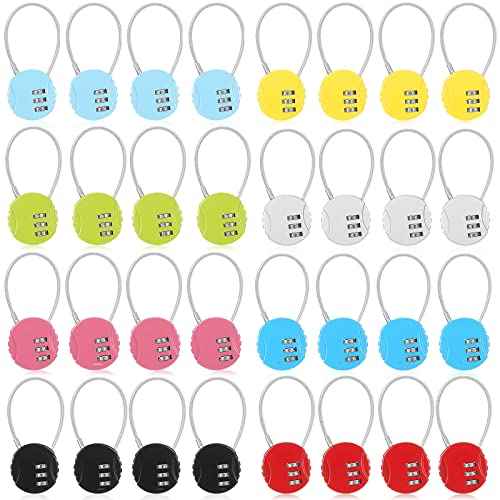 Moxweyeni 32 Pack Combination Lock 3 Digit Small Combo Luggage Number Cable Padlock Outdoor Waterproof Resettable Lock for School Gym Locker Travel Backpack Suitcase Storage (Assorted Color)