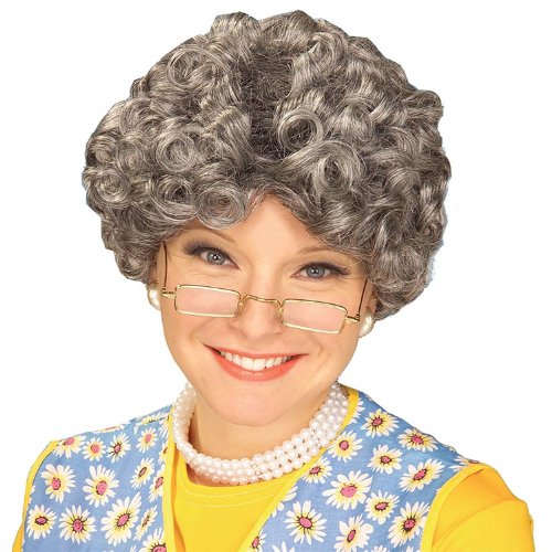 Rubies Women's Yo Momma Curly Costume Wig, Gray, One Size for Themed Parties and Halloween