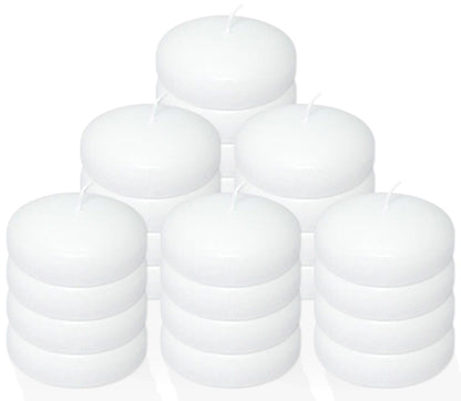 Stock Your Home 24 Count 3" Inch Floating Candles Bulk Set with 10 Hour Burn Time, White Unscented Wax Discs for Cylinder Vases, Centerpieces at Wedding, Party, Pool, Holiday