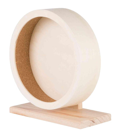 TRIXIE wooden running wheel ø 21 cm - untreated - closed running surface with cork cover - smooth-running ball bearing - 21 x 24 x 10 cm - 60922