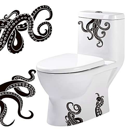 OOTSR 8PCS Octopus Tentacles Wall Sticker, Vinyl Art Decal, Kraken Toilet Decor, Bathroom Art for Toilet Seat