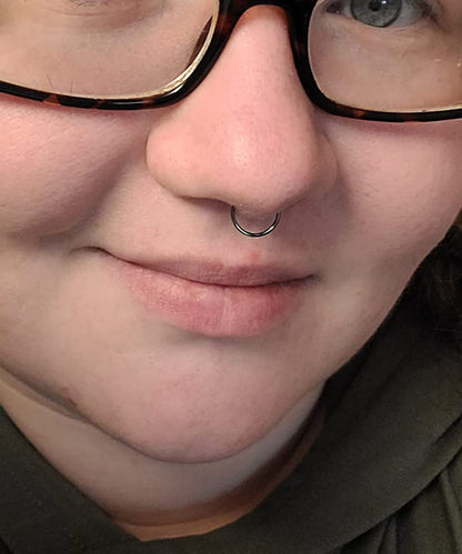 Longita Fake Septum Ring Non Piercing Fake Septum Piercing Faux Nose Jewelry Clip on Temporary no Pierced Horseshoe Silver Black for Halloween