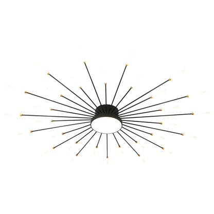 JAYMP Ceiling Light Modern Flower Shape Ceiling Lamp for Living Room Dining Room Flush Mount Metal Acrylic Sputnik Firework Petal LED Lighting Fixture (Matte Black, 30+1 Lights)