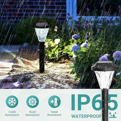 GIGALUMI 8 Pack Solar Lights Outdoor Waterproof,New Upgraded Solar Lights for Outside,Solar-Powered Garden Light,Solar-Powered Outdoor Light for Patio,Lawn,Yard and Landscape(Cold White)