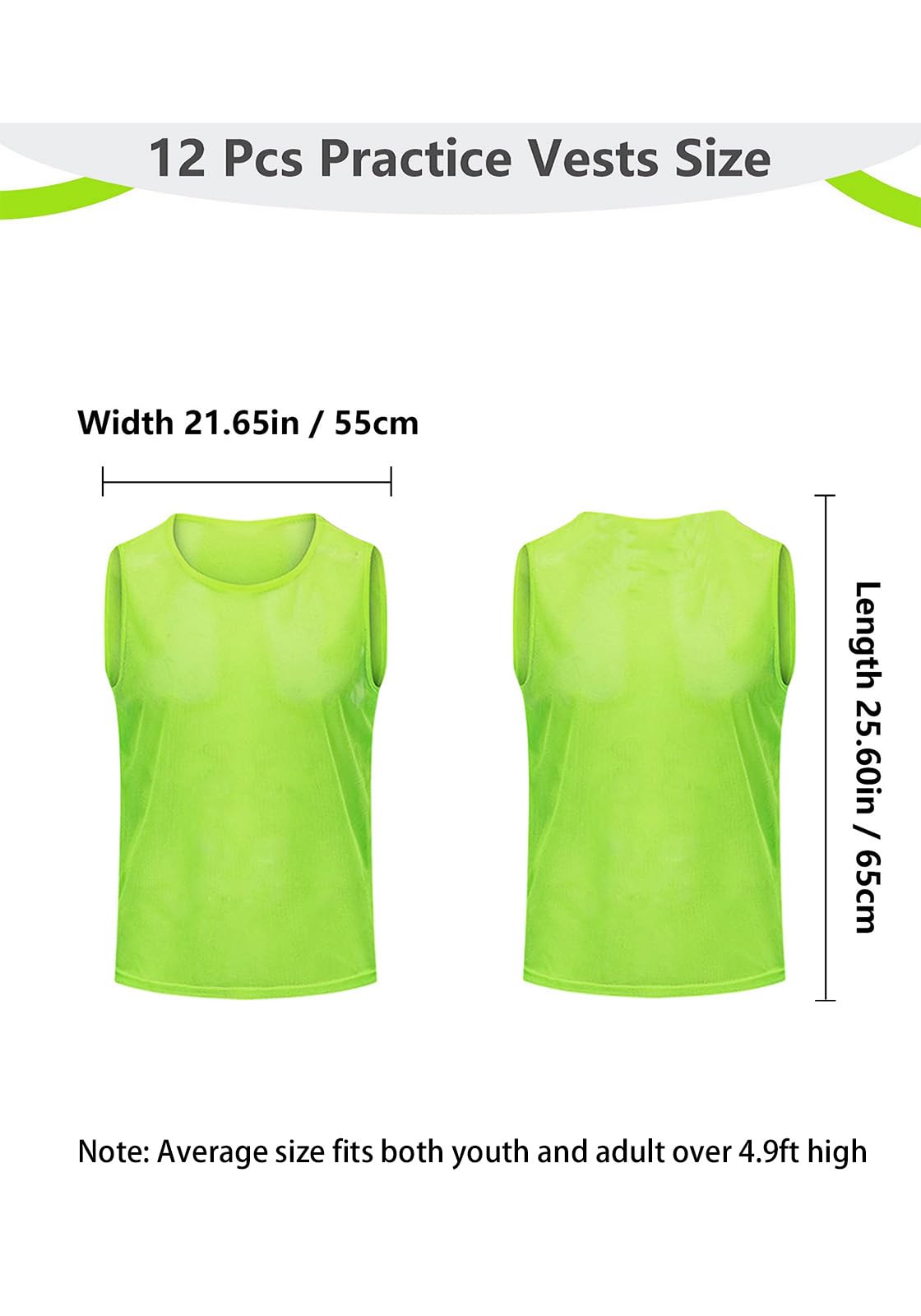 Mofech Mesh Scrimmage Pinnies 12 PCS Team Practice Pennies Youth Adult Training Sports Jerseys For Soccer Basketball Football Green