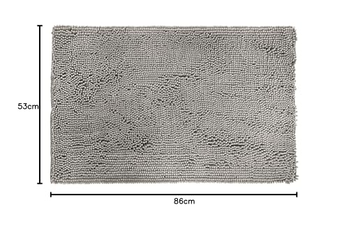 Amazon Basics Non-Slip Chenille Microfiber Bathroom Bath Mat, 53 x 87 cm, Platinum