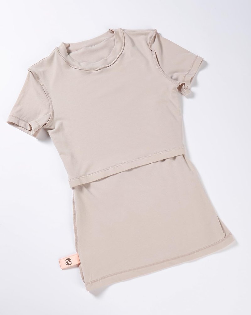 AUROLA Everyday Fitted T-Shirt for Women,Crew Neck Basic Short Sleeves T ShirtCrop Tops Modal Slim Fit Tee (Begei,S)