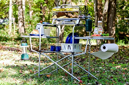 Camco Olympian Deluxe Portable Grill Table - Provides Plenty of Room for Grilling Gear While Camping - Folding Grilling Table Collapses for Compact Storage - Supports Up to 100lb (57293)
