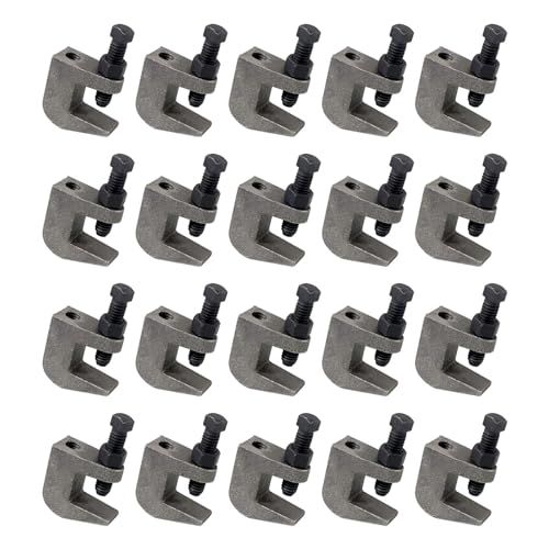 3/8"-16 Iron Safety Rod Beam Clamps, UNC Standard, 3/4" Jaw Opening, Wall Ceiling Mount Vertical Piping Support-Clamp for Copper, PVC Tubing, 20 Pieces
