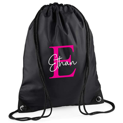 Chicken Craft Customisable Personalised Drawstring Bag - Ideal PE Kit, Gym, and Swimming Bag for Boys, Girls, Kids in Nursery and Primary School, Available with Monogrammed Initial and Name