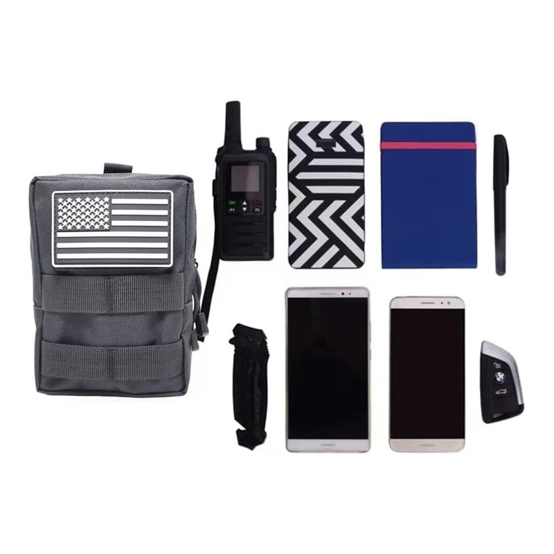 2 Pack Tactical Molle Pouches Small Molle Utility Pouch Small Tactical Accessory Bag Belt Pouches Vest Pouch Compact Water-Resistant EDC Pouch with Flag Patch (Purple)
