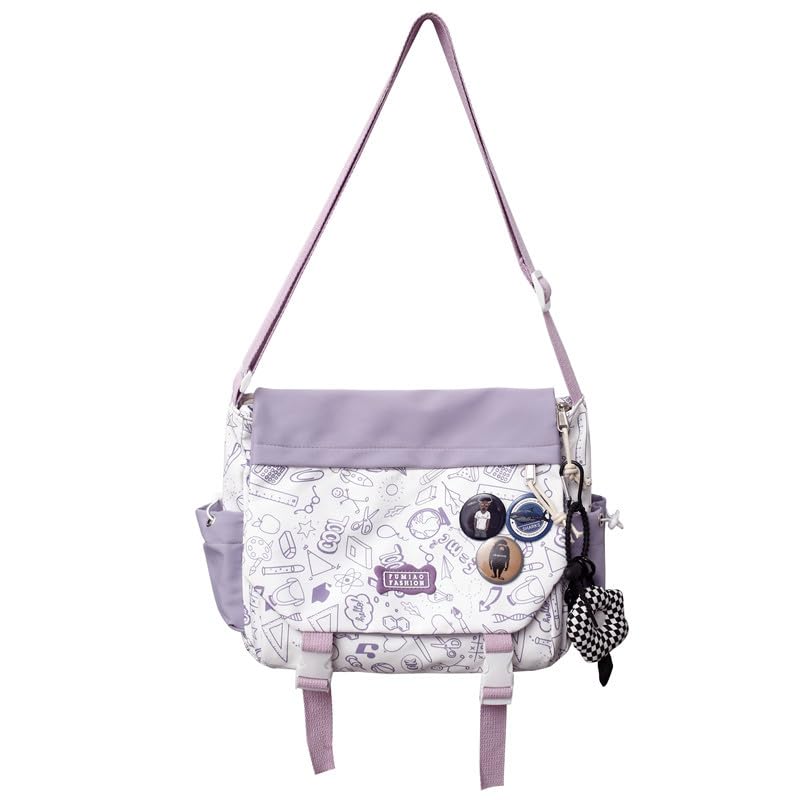 Inshere Cute Crossbody Bag with Kawaii Pins for Women Girls Casual Shoulder Messenger Bag